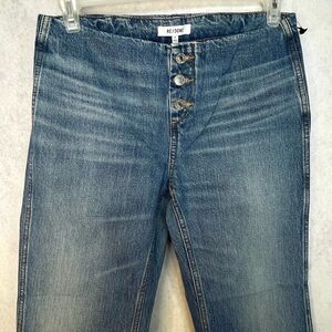 RE/DONE Button Front Crop Boot Jeans Blue Button Fly Flare Leg Womens Size 28